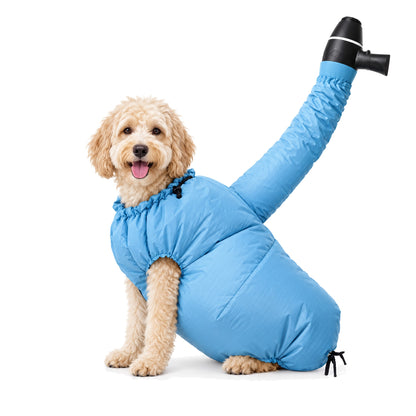 Bolsa de secado para perros Peludry con el secador conectado